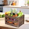 Farmhouse Wooden Crates - Large Solid Wood Crates with Handles for Storage and Display, 2 Pack Brown